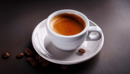 espresso served in cup on dark