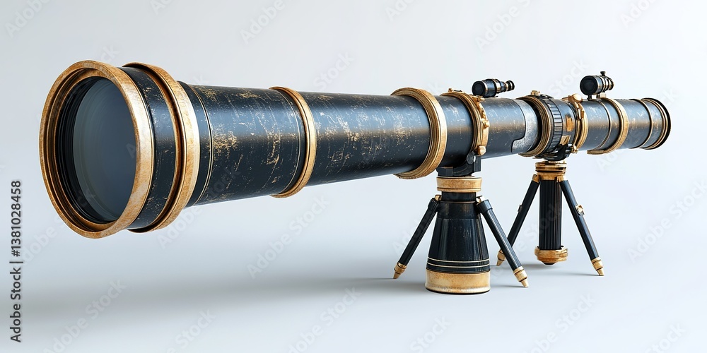 Poster vintage telescopes on display showcasing intricate craftsmanship in a well-lit setting