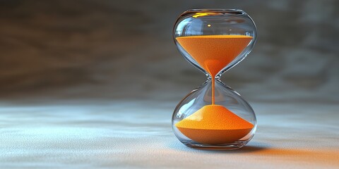 Orange hourglass on a textured surface, symbolizing the passage of time and the importance of patience in life