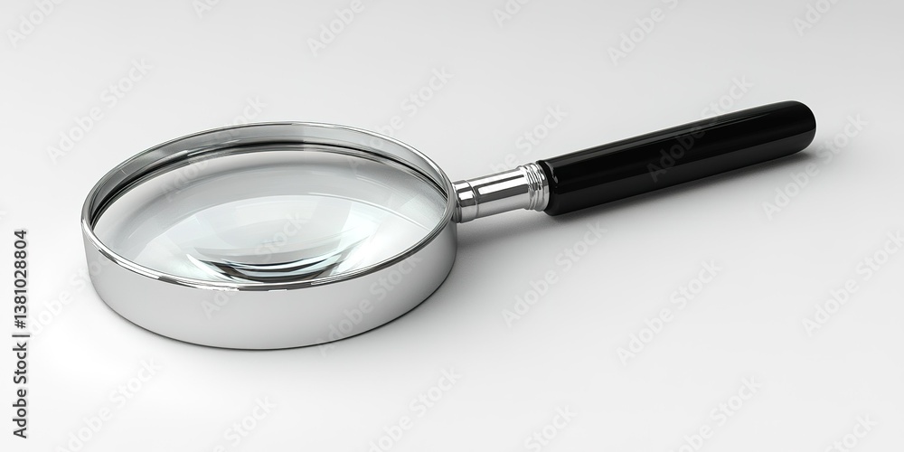 Poster magnifying glass on a clean surface showcasing its reflective properties and sturdy design for vario