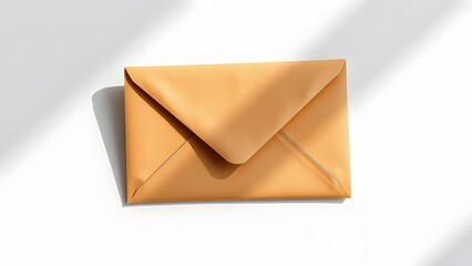 Brown envelope casting shadows, symbolizing traditional mail delivery and communication through physical correspondence, conveying messages with simplicity and privacy in a formal office context.  