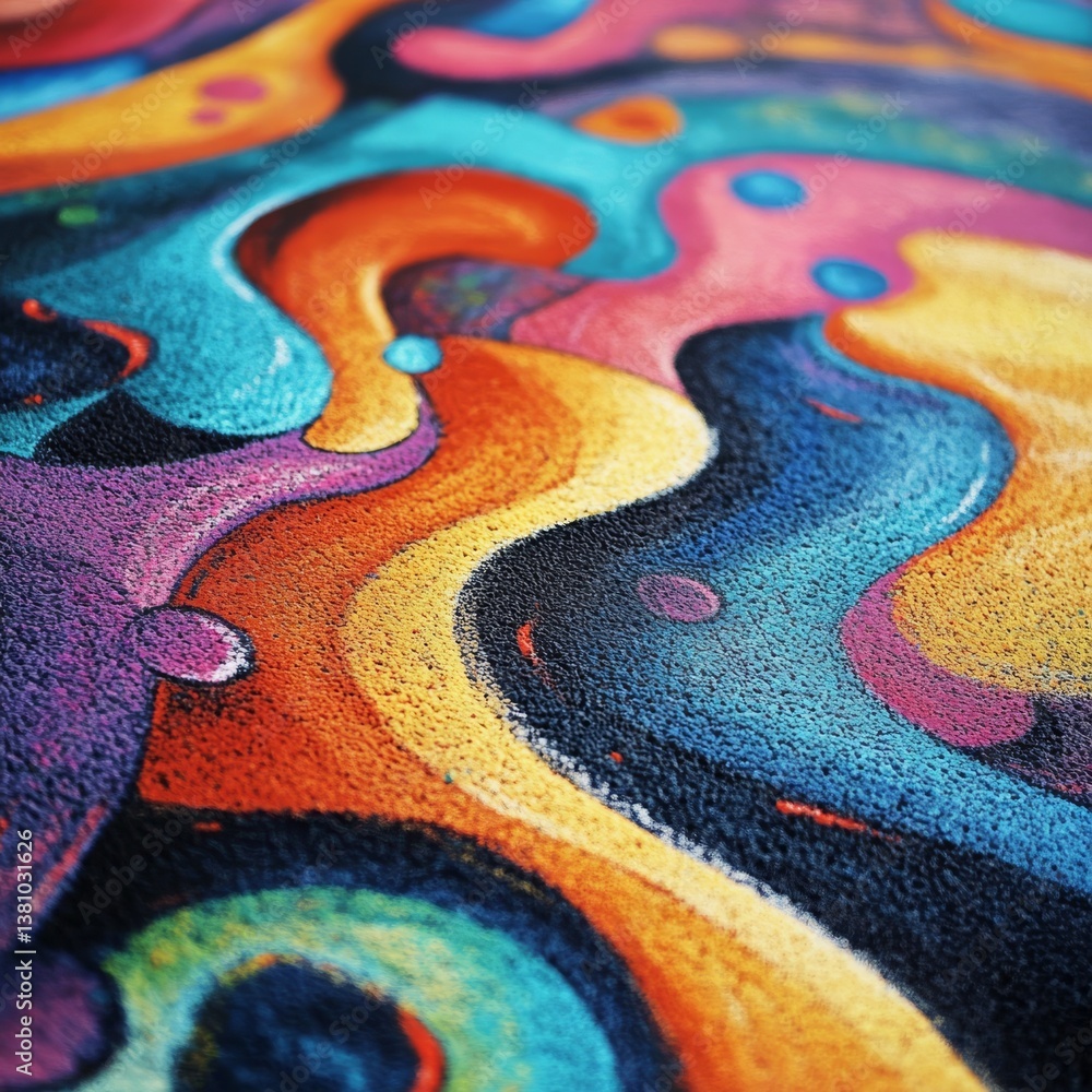 Fototapete Abstract Art Texture: A Mesmerizing Display of Vibrant Colors and Intricate Swirls Close-Up