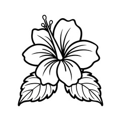 Exotic Hibiscus Outline Vector for Tropical Concepts

