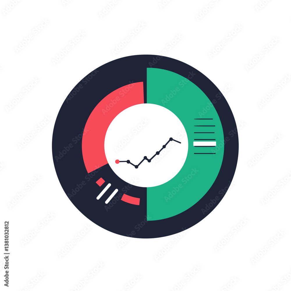 Poster circular data chart showing upward trend