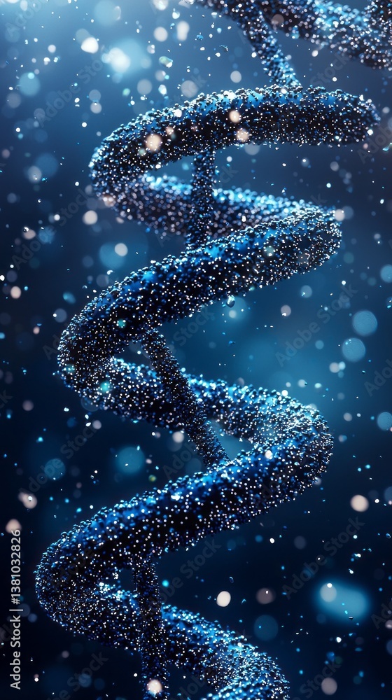 Aufkleber twinkling particles cluster around a mesmerizing double helix structure, emanating a sense of wonder