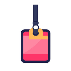 Obraz premium Pink and Red Rectangular ID Card with Black Lanyard