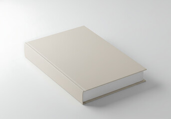 Fototapeta premium Cream colored hardcover book mockup on white background for design template and branding presentation