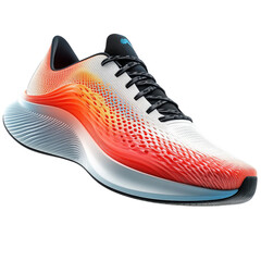 A fiery sunrise-inspired running shoe, ready to conquer the day's miles, boasting a dynamic gradient design and lightweight sole.