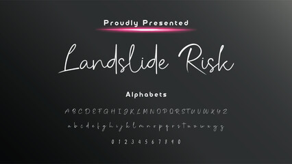 Hand drawn calligraphic vector monoline font. Distress signature letters. Modern script calligraphy type. ABC typography latin signature alphabet.