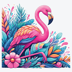 Pink flamingo. stock illustration