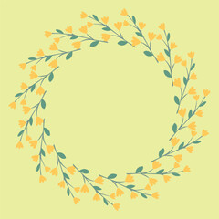 Fototapeta premium Hand-drawn vector botanical round frame, laurel wreath, flower circle frame - illustration for wedding invitation, postcard, logo.