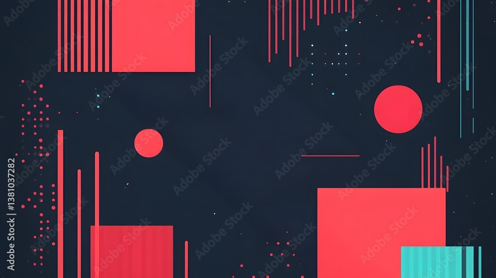 Poster minimalist geometric composition with abstract shapes and high-contrast color palette