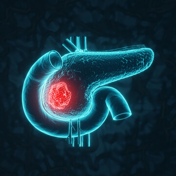 Pancreatic cancer anatomy concept. X-ray concept