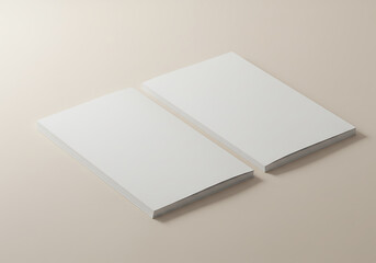 Blank white paper book mockup template for design presentation and branding identity showcase on table