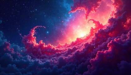 Abstract swirling nebula, vibrant cosmic texture, light, pattern