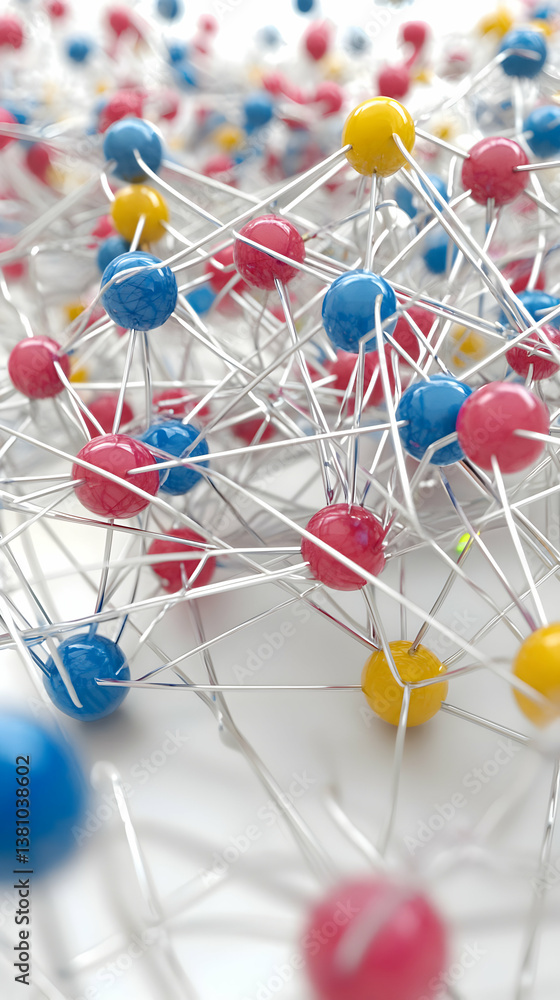 Poster abstract network of colorful spheres and lines