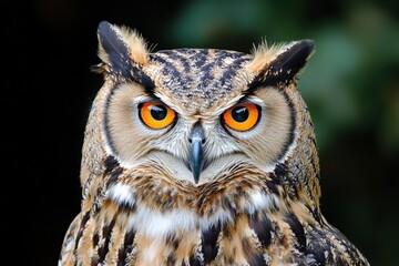 Majestic Portrait of Captivating Owl with Striking Features and Intense Gaze
