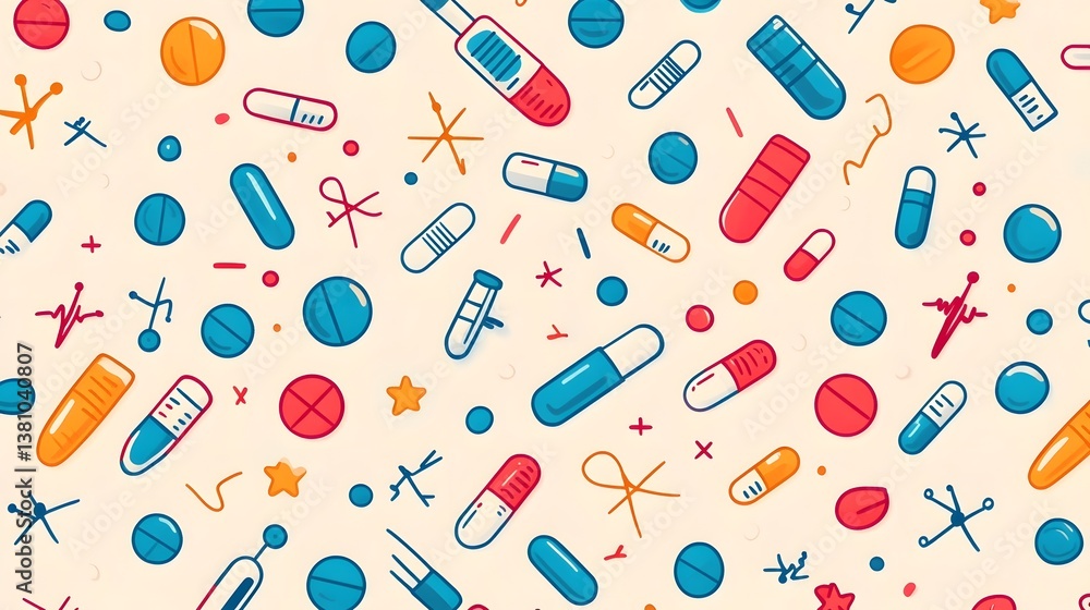 Poster clean and modern medical science pattern with minimal flat icons