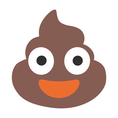 Smiling Poop Emoji Isolated on White Background