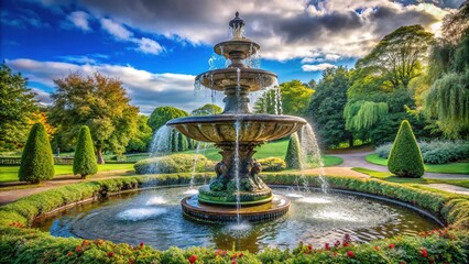 Avenham Park Water Fountain, Lancaster, UK, Scenic View,  Details,  Architecture,  Photography