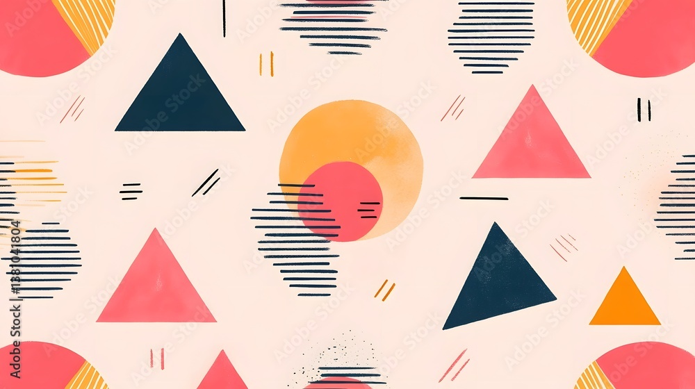 Aufkleber minimalistic geometric pattern with dynamic shapes and pastel palette