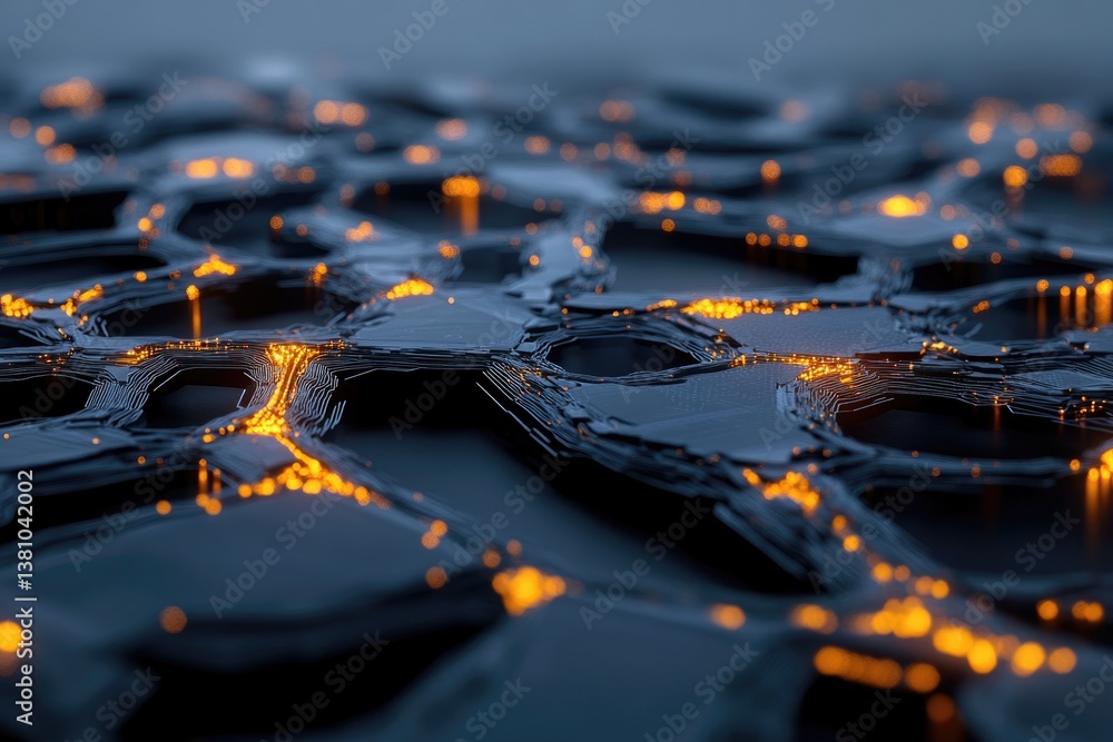 Poster creative visualization of future technology showing fractal network of interconnected glowing pathwa