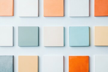 Fototapeta premium grid of intriguing abstract squares with varying colors and textures on light background