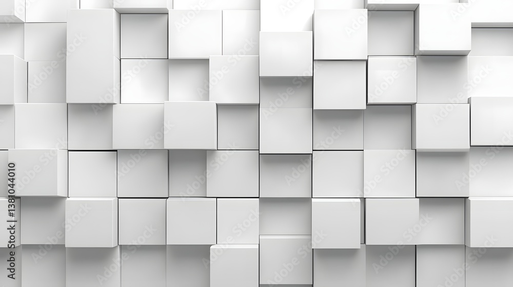 Poster monochrome geometric 3d cube pattern with futuristic tech styling