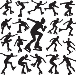 skating silhouettes minimal vector on the white background