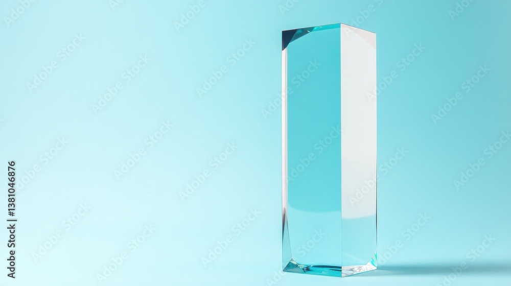 Aufkleber professional depiction of tall rectangular box with edges placed upright on solid sky blue backgroun