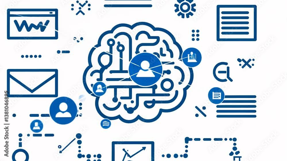 Poster icons and symbols for programming and data analytics generative ai