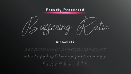 Hand drawn calligraphic vector monoline font. Distress signature letters. Modern script calligraphy type. ABC typography latin signature alphabet.