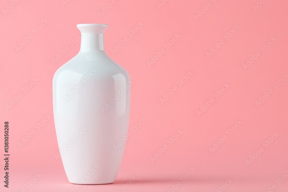 Aufkleber sleek white bottle mockup with rounded edges positioned upright on solid pink background with diffus