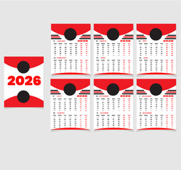 Monthly calendar template for 2026 year. Wall calendar in a biggest style. Week Starts on Thursday . Planner for 2026 year. Wall calendar layout. 