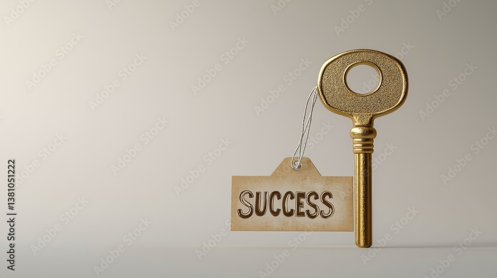Poster unlocking success golden key visual representation studio setting digital artwork inspirational conc