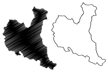 Zajecar District (Republic of Serbia, Districts in Southern and Eastern Serbia) map vector illustration, scribble sketch Zajecar map