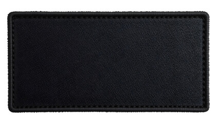 Blank Black Clothing Patch with Textured Surface and Sturdy Embroidered Border &ndash; Isolated on Transparent Background for Apparel Design and Branding Mockups
