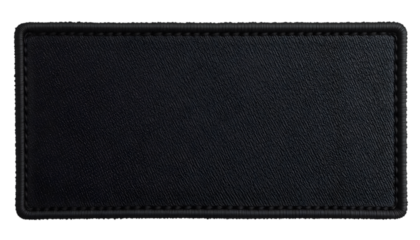 Blank Black Clothing Patch with Textured Surface and Sturdy Embroidered Border – Isolated on Transparent Background for Apparel Design and Branding Mockups