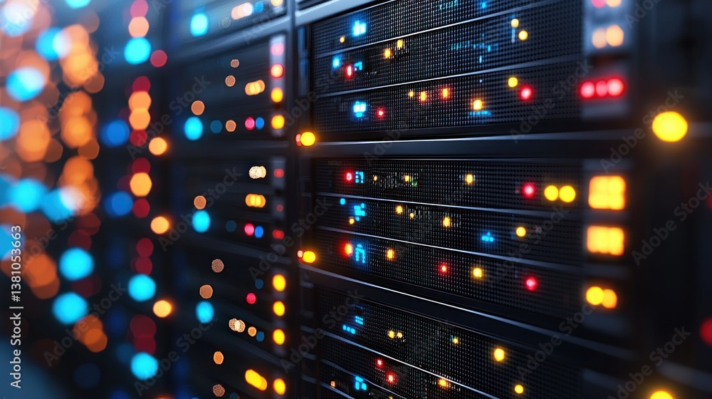 Poster illuminated data center: a glimpse into the heart of digital infrastructure