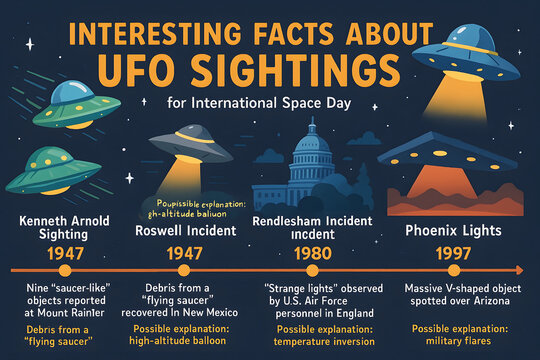 UFO Sightings Timeline for International Space Day Infographic  