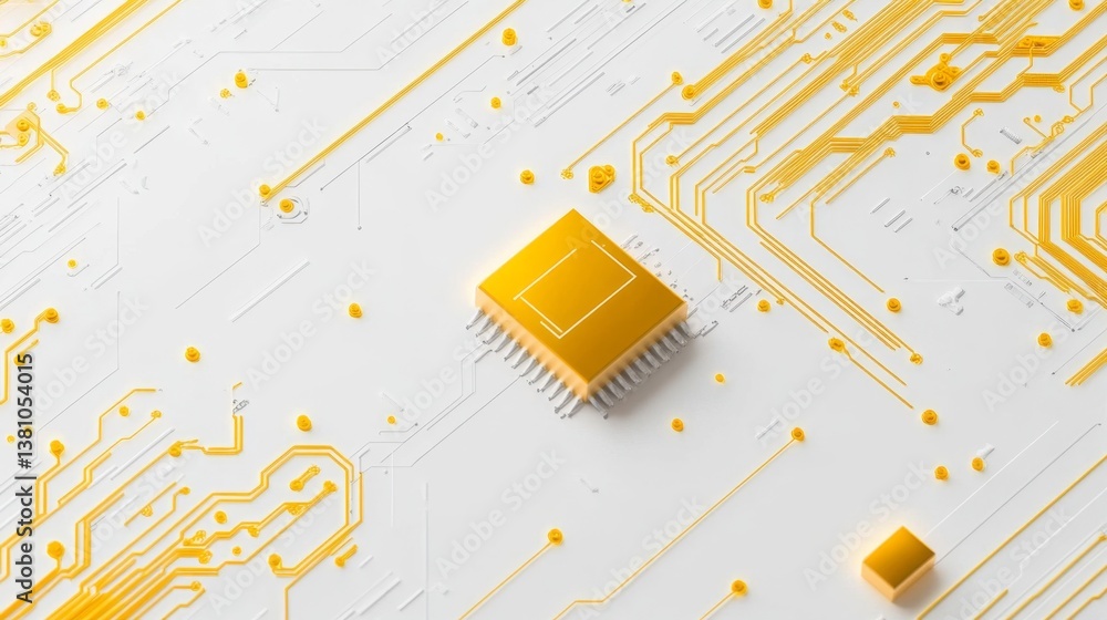 Poster innovative technology evolution microchip circuitry digital space graphic design contemporary settin