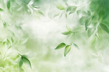Lush green leaves create a tranquil atmosphere in a soft, blurred background