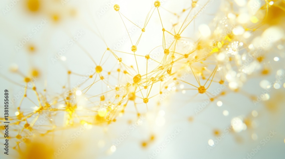 Poster dynamic golden network visualization abstract art digital creation modern aesthetics high-tech conce