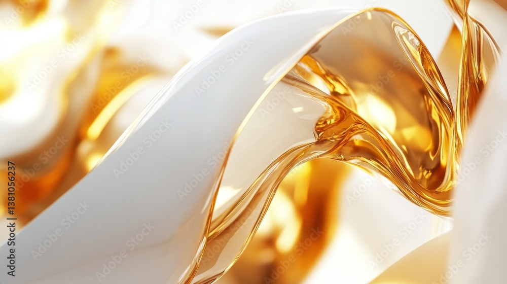 Poster dynamic flow of golden liquid abstract art studio setting digital artwork bright environment close-u