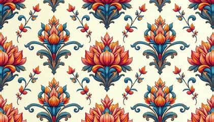 Elegant floral damask seamless wallpaper pattern, surface, room