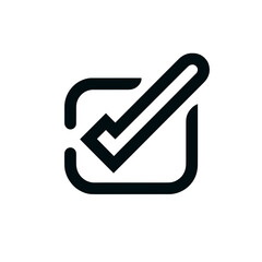 Checkmark Icon Representing Approval on White Background on a transparent background