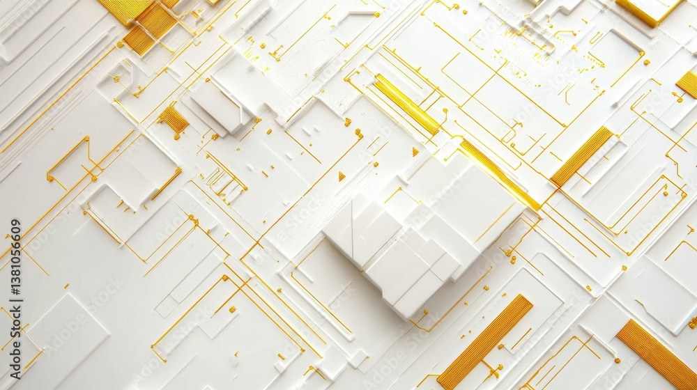 Poster abstract technology design digital world 3d rendering modern aesthetics top-down view innovation con