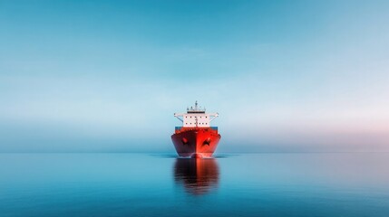 mammoth cargo ship elegantly navigates open ocean under vast expanse of sky emphasizing maritime trade and global commerce