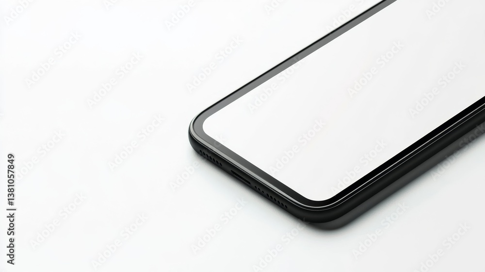 Poster smartphone close-up studio setting product photography minimalist background angular view modern tec