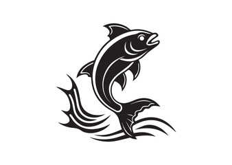 Naklejka premium Fish jumping silhouette Vector